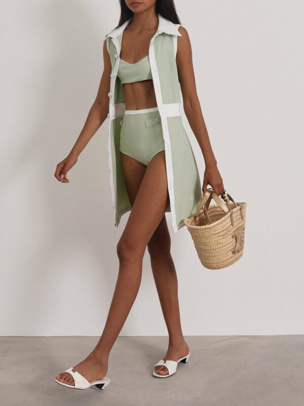 Ribbed Bikini Pant | Pistachio/White - Image 8