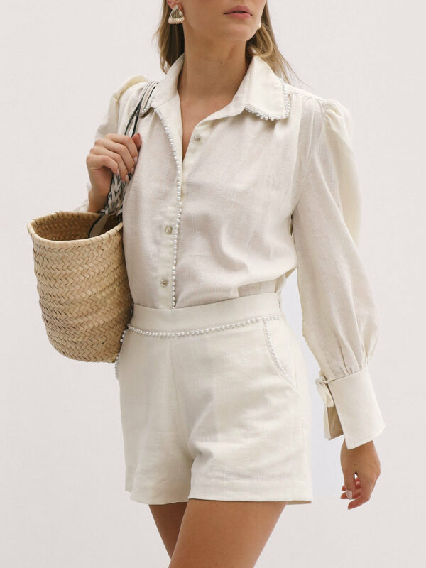 Shorts With Pearls | Ivory - Image 5