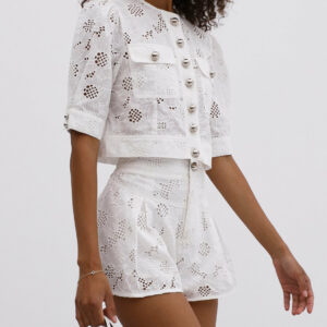 Embroidered Cotton Shorts | White