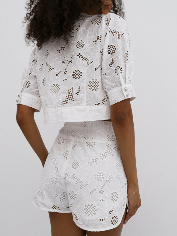 Embroidered Cotton Shorts | White - Image 5