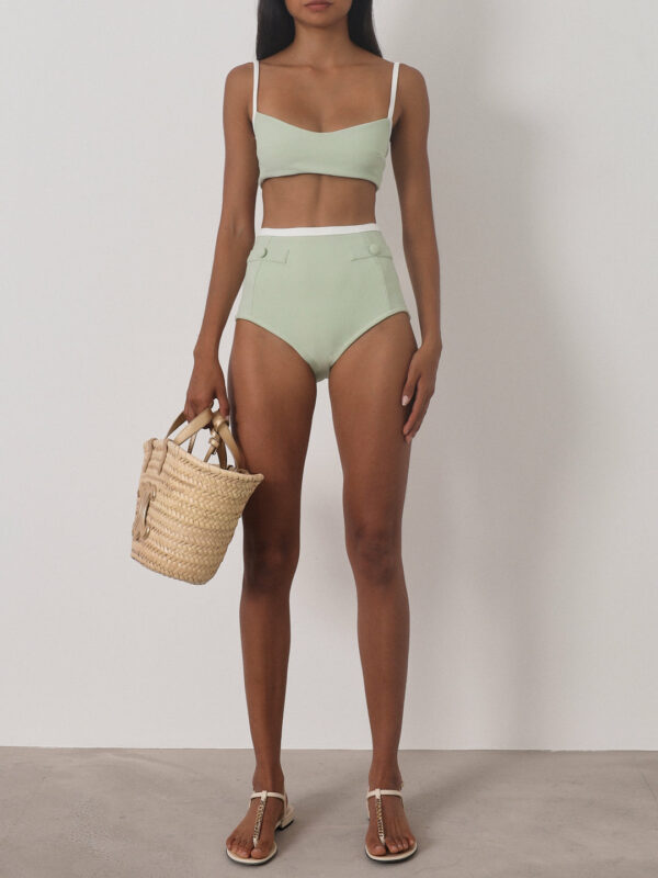 Ribbed Bikini Pant | Pistachio/White - Image 5