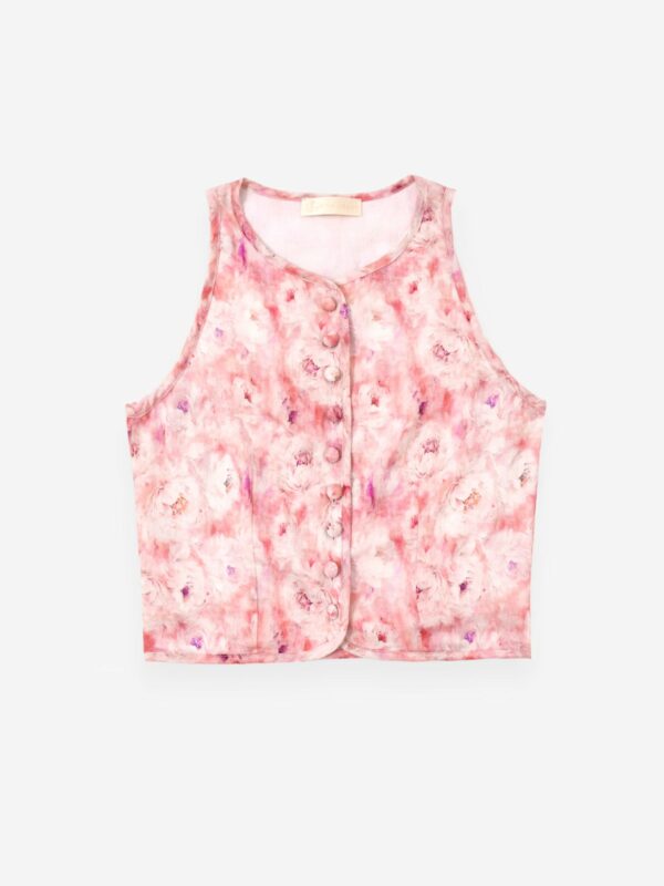 Button Through Sleeveless Top | Pink Mix - Image 4