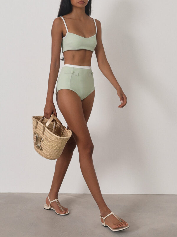 Ribbed Bikini Pant | Pistachio/White - Image 6