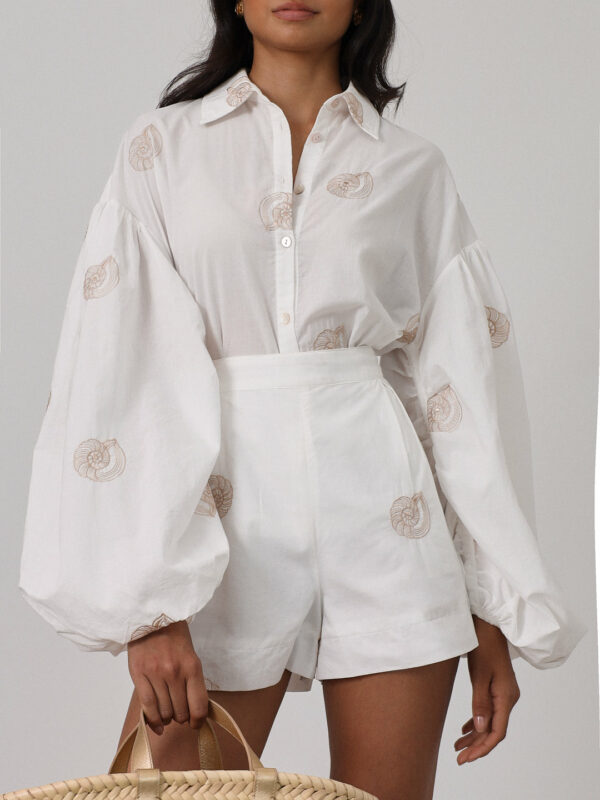 Embroidered Cotton Shirt | White - Image 3