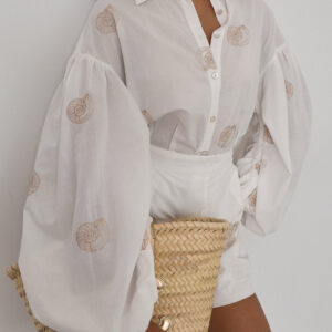 Embroidered Cotton Shirt | White