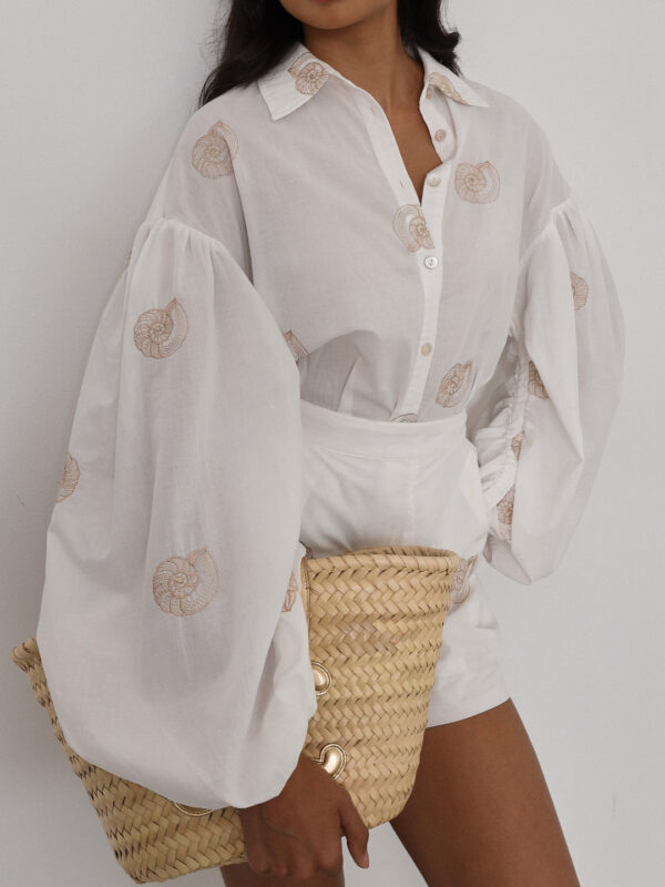 Embroidered Cotton Shirt | White