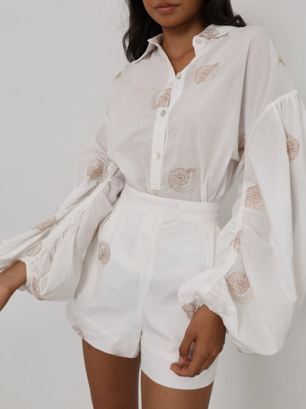 Embroidered Cotton Shirt | White - Image 8