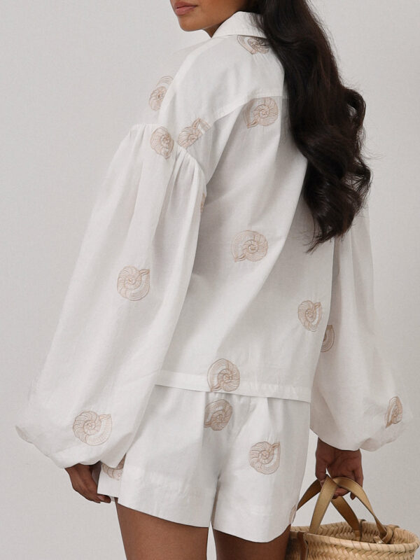Embroidered Cotton Shirt | White - Image 6