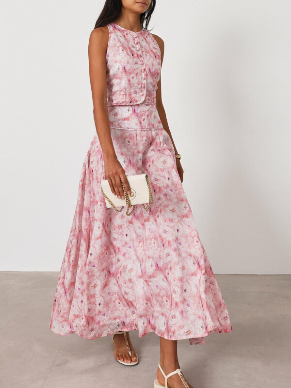 Button Through Sleeveless Top | Pink Mix - Image 7