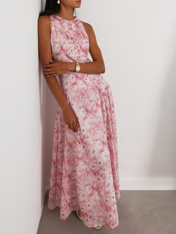 Button Through Sleeveless Top | Pink Mix - Image 5