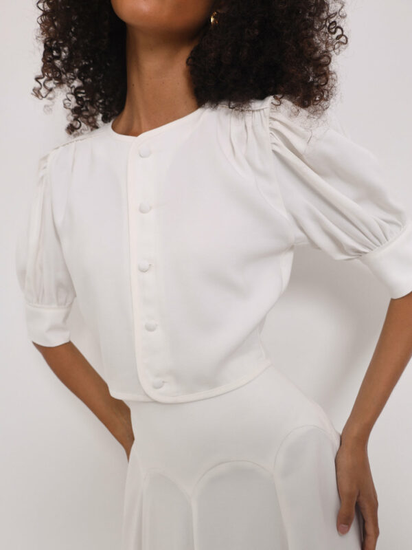 Button Through Day Top | White