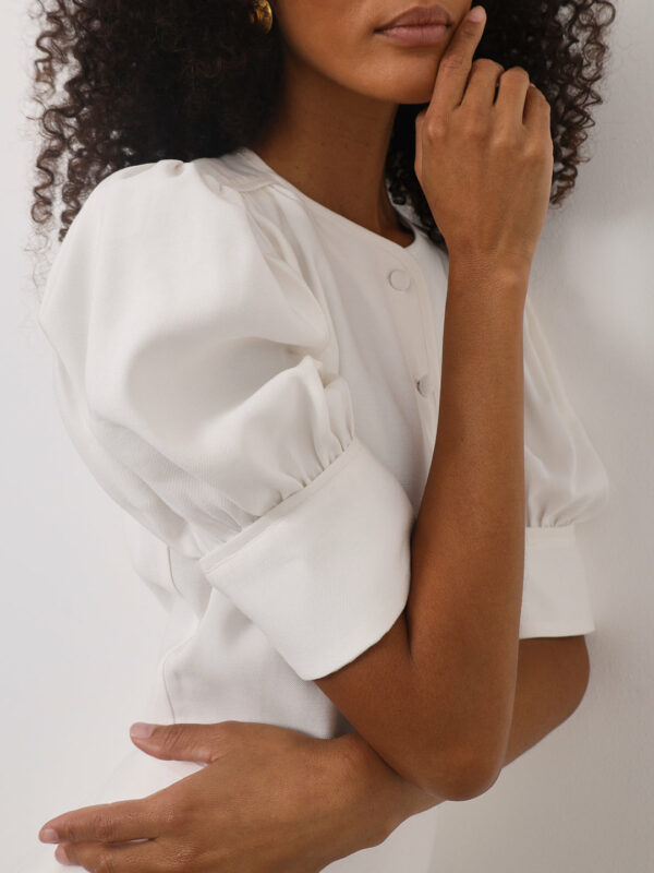 Button Through Day Top | White - Image 2