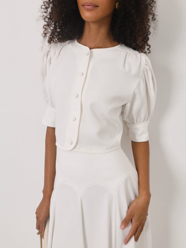 Button Through Day Top | White - Image 9
