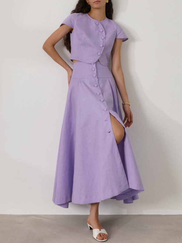 Linen Button Top | Lilac - Image 9