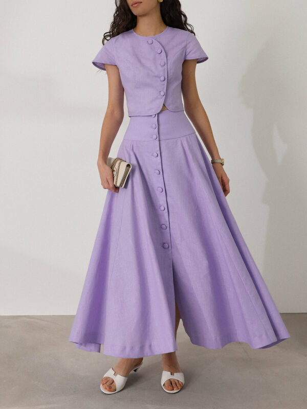 Linen Button Top | Lilac - Image 2