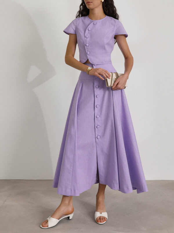 Linen Button Top | Lilac - Image 7