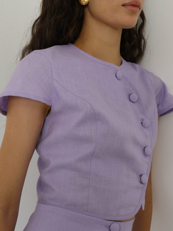 Linen Button Top | Lilac - Image 4