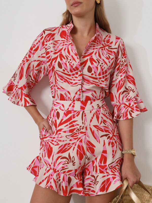 Printed Frill Shorts | Red/Pink - Image 5