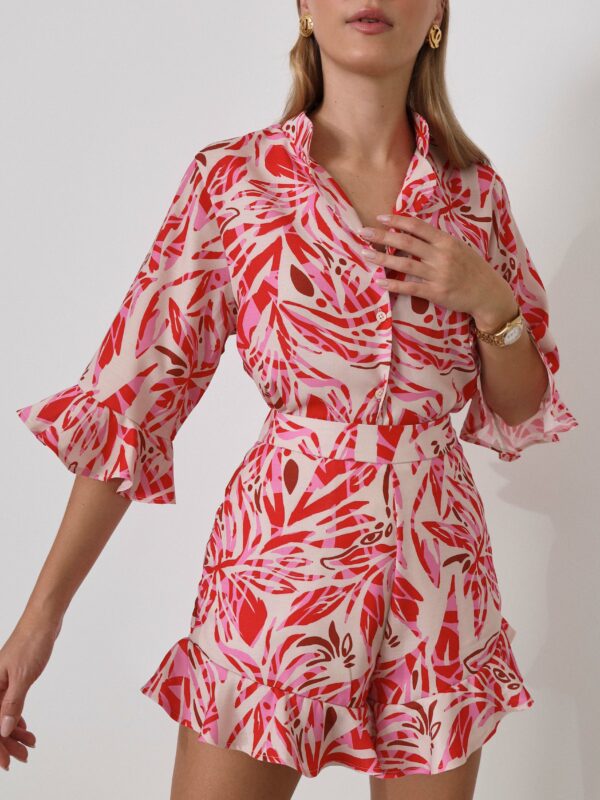 Printed Frill Shorts | Red/Pink - Image 6