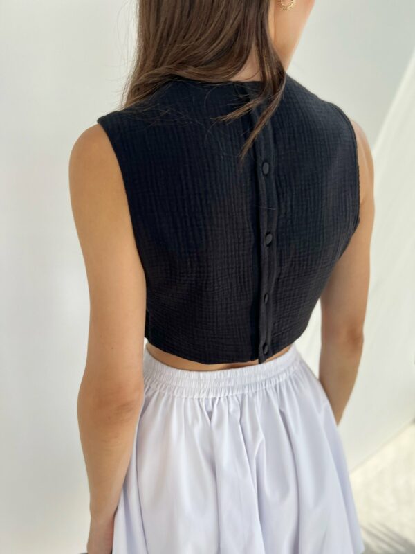 Cross Front Cotton Top | Black - Image 3