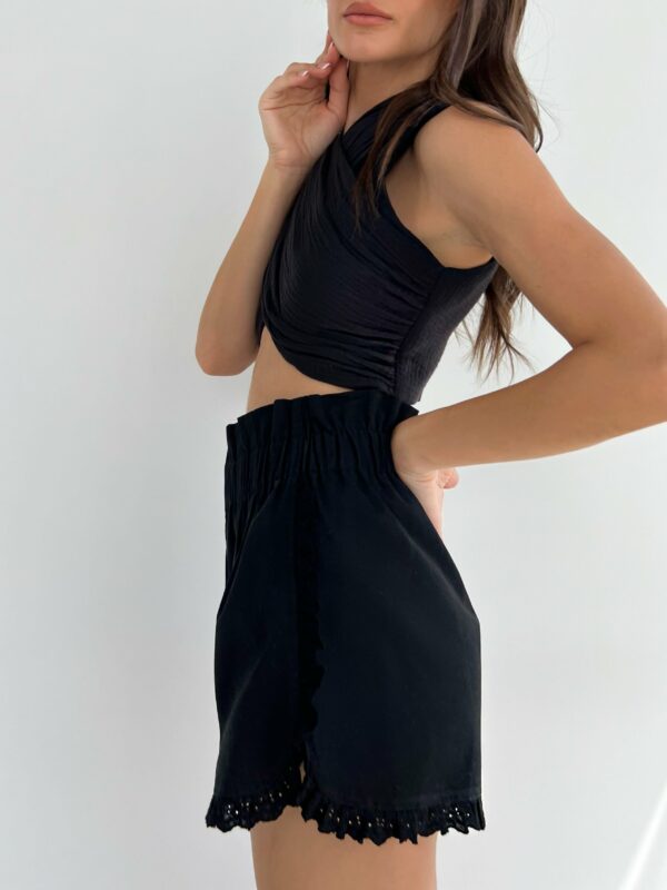 Cotton Frill Day Shorts | Black - Image 4