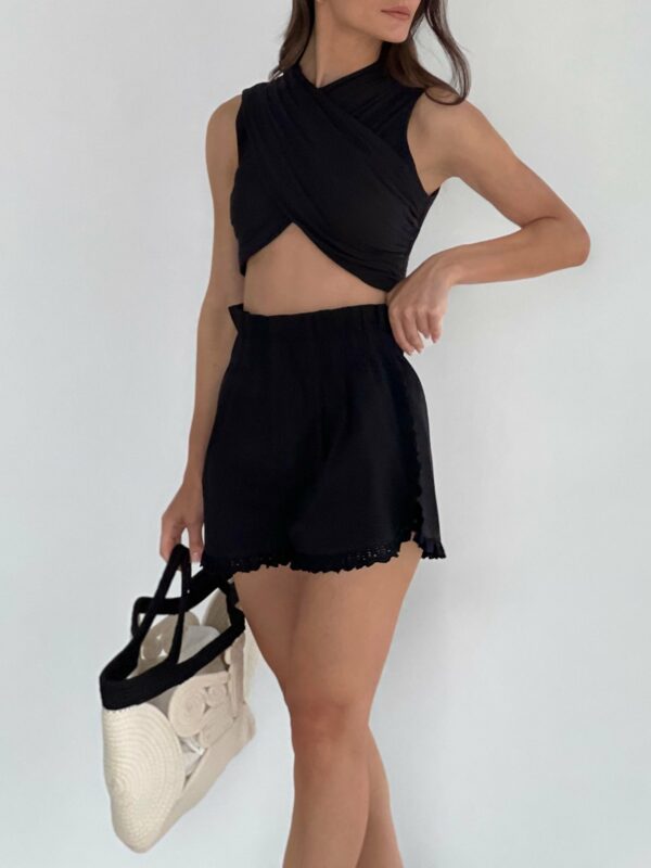 Cotton Frill Day Shorts | Black